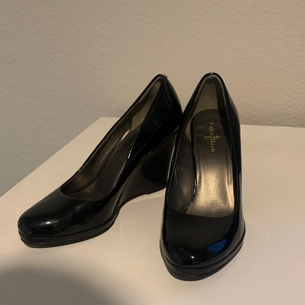 Cole Haan Glossy Black Wedge Shoes